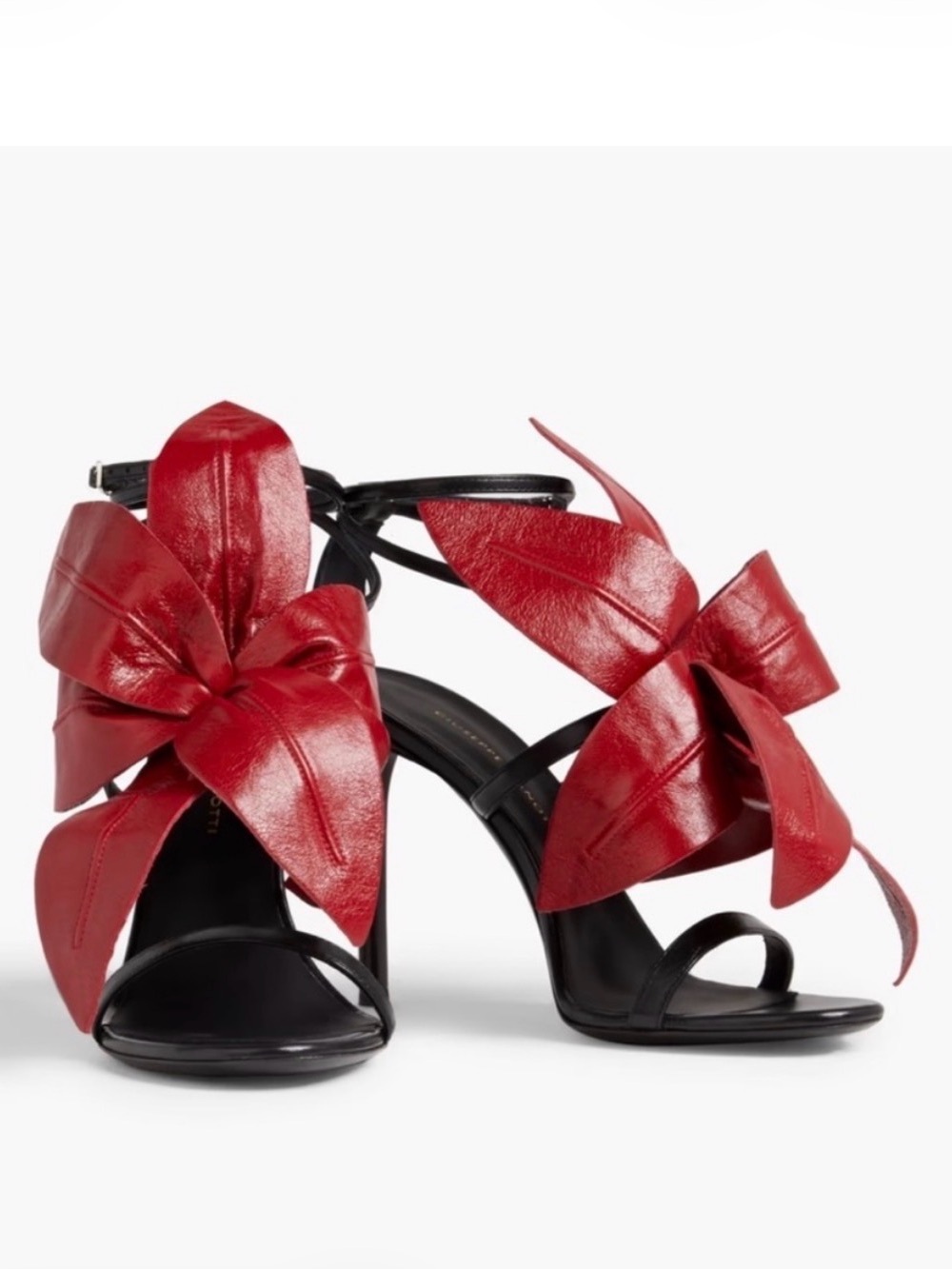 Giuseppe Zanotti Red Bow Leather Stiletto Sandals